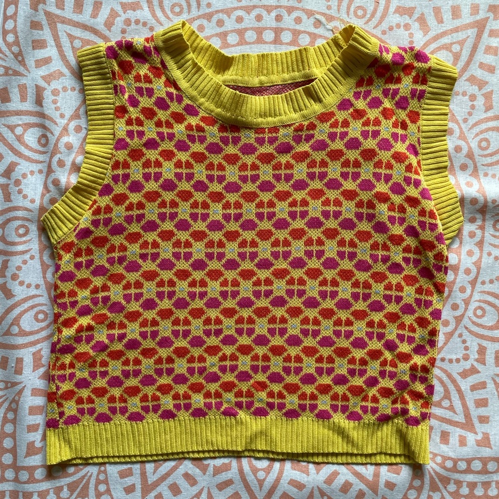 Petite vintage knit vest multicolored size M